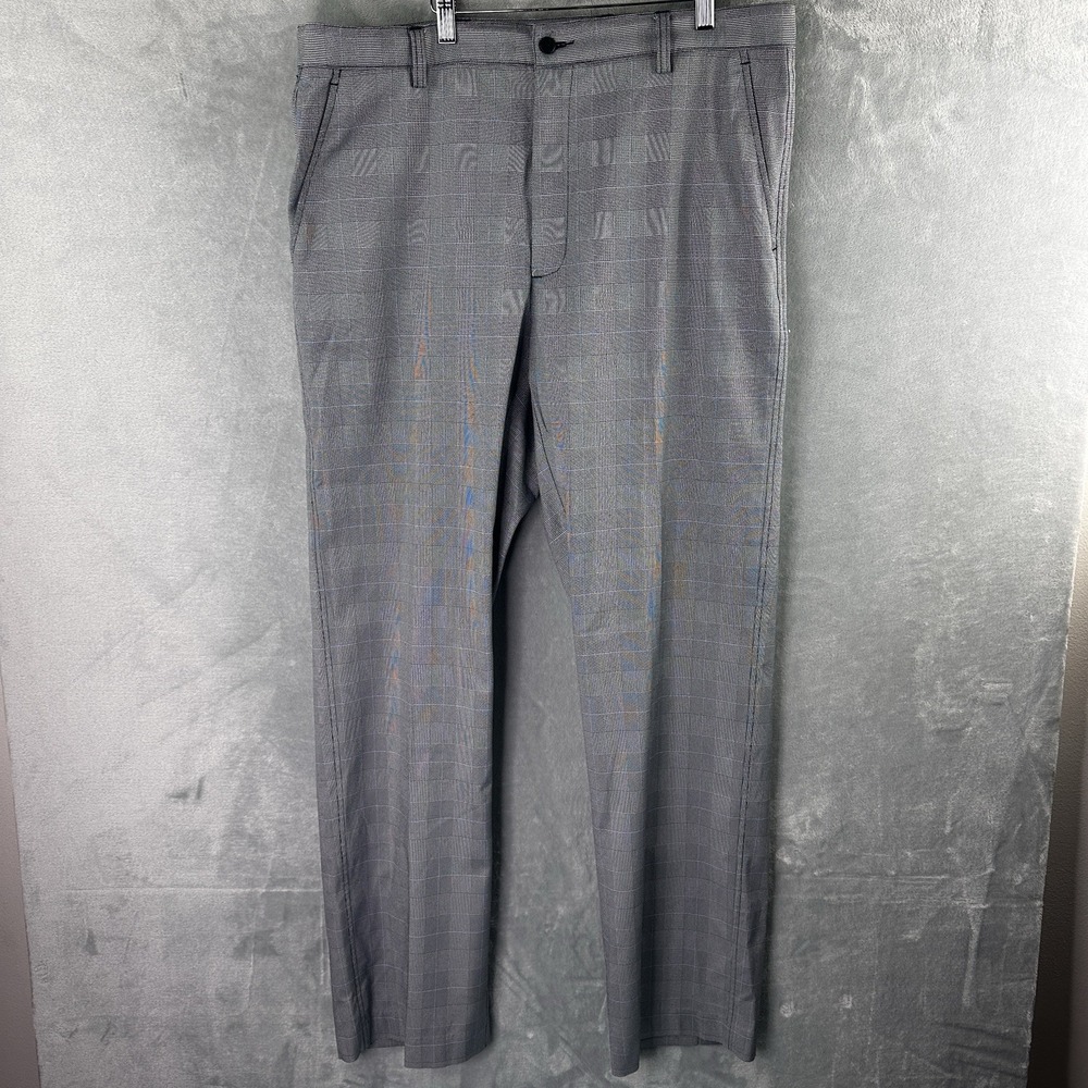 FootJoy FJ Men's Golf Pants 38x34 Gray Plaid Stretch Performance Flat Front